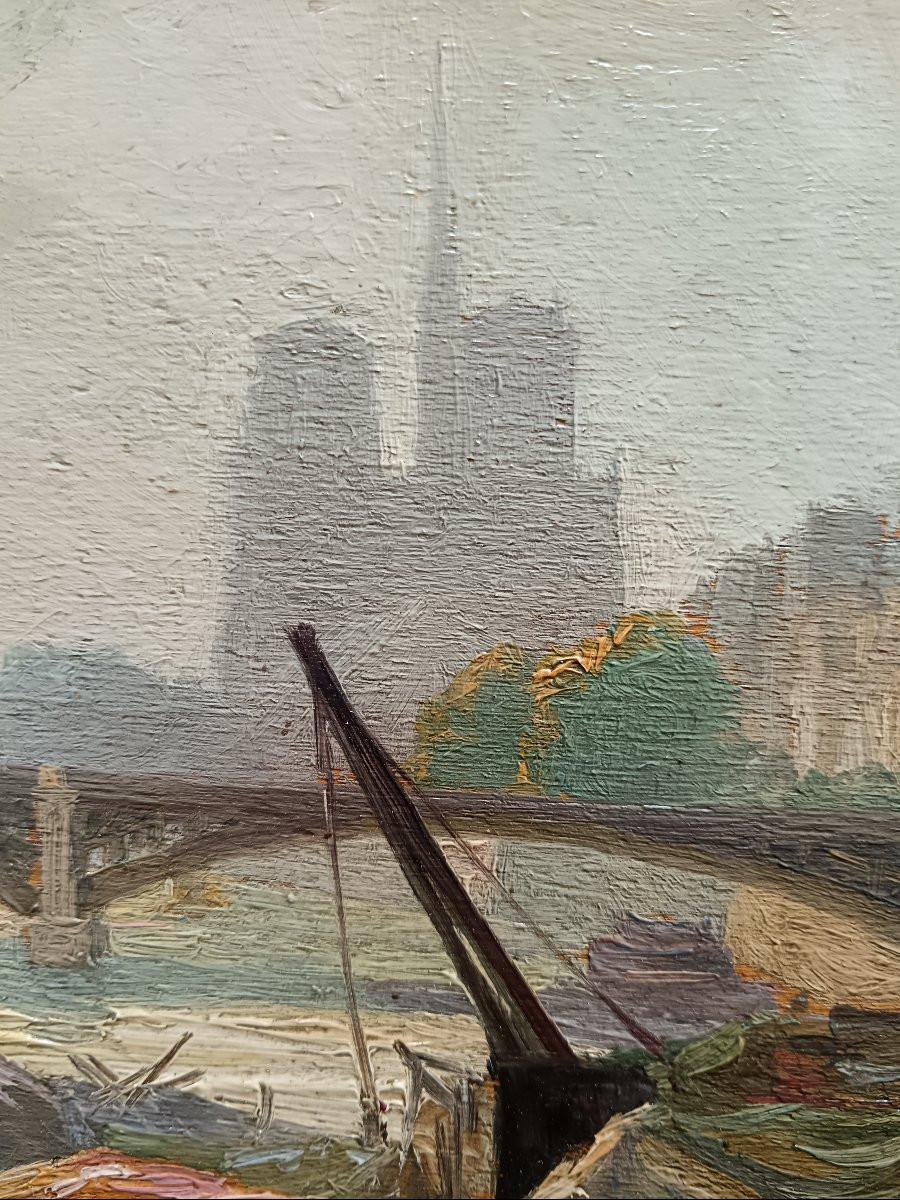 Ecole néo impressionniste . Jules Auguste Etienne "le pont Sully"-photo-5