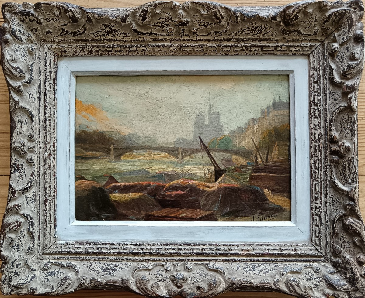 Ecole néo impressionniste . Jules Auguste Etienne "le pont Sully"