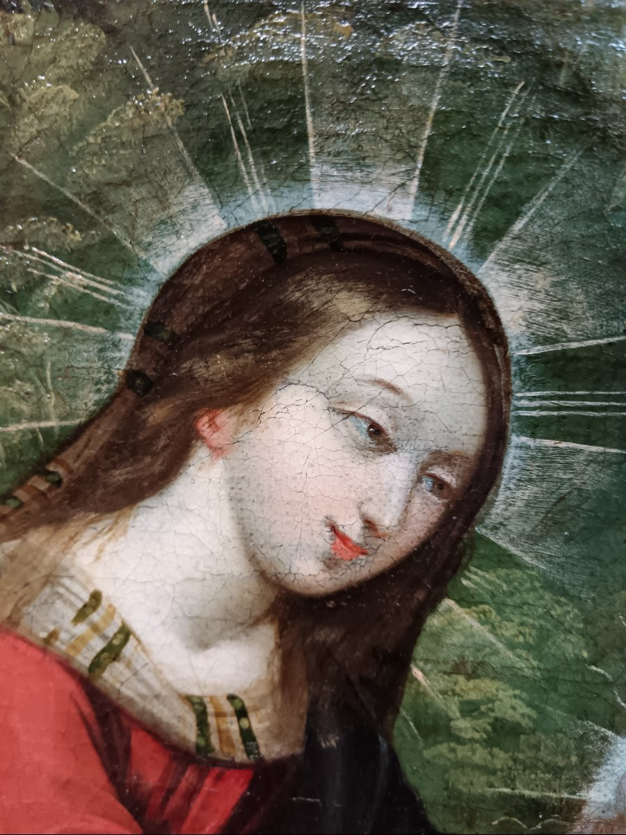 Claude Déruet entourage de. "La Sainte Famille au rameau de lys blanc".-photo-2