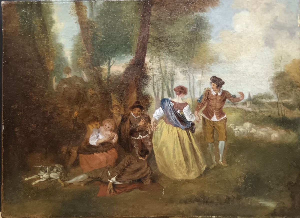 Nicolas Lancret Workshop Of "gallant Scene At The Edge Of The Woods"
