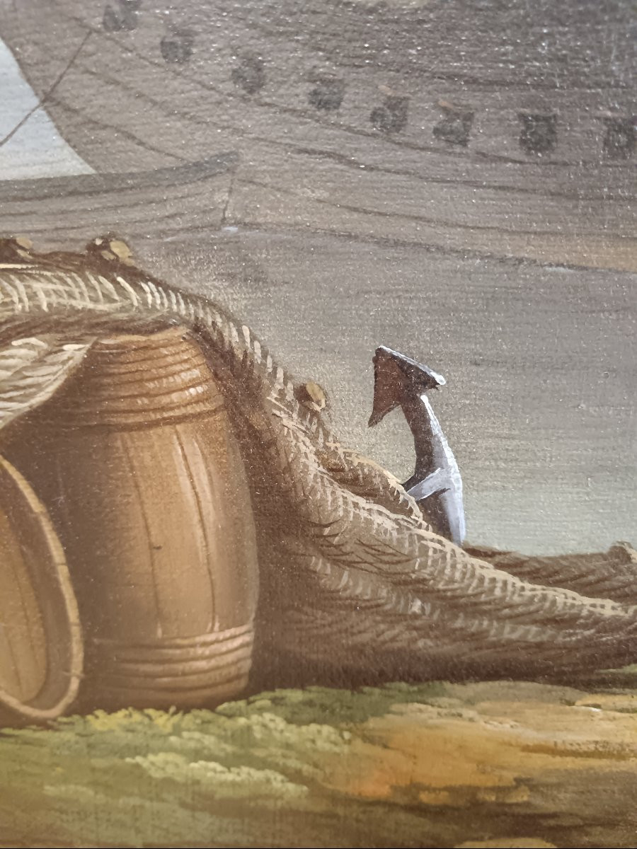 Alexandre Jean Noël attribué à "pêcheurs sondant le clair de lune"-photo-3