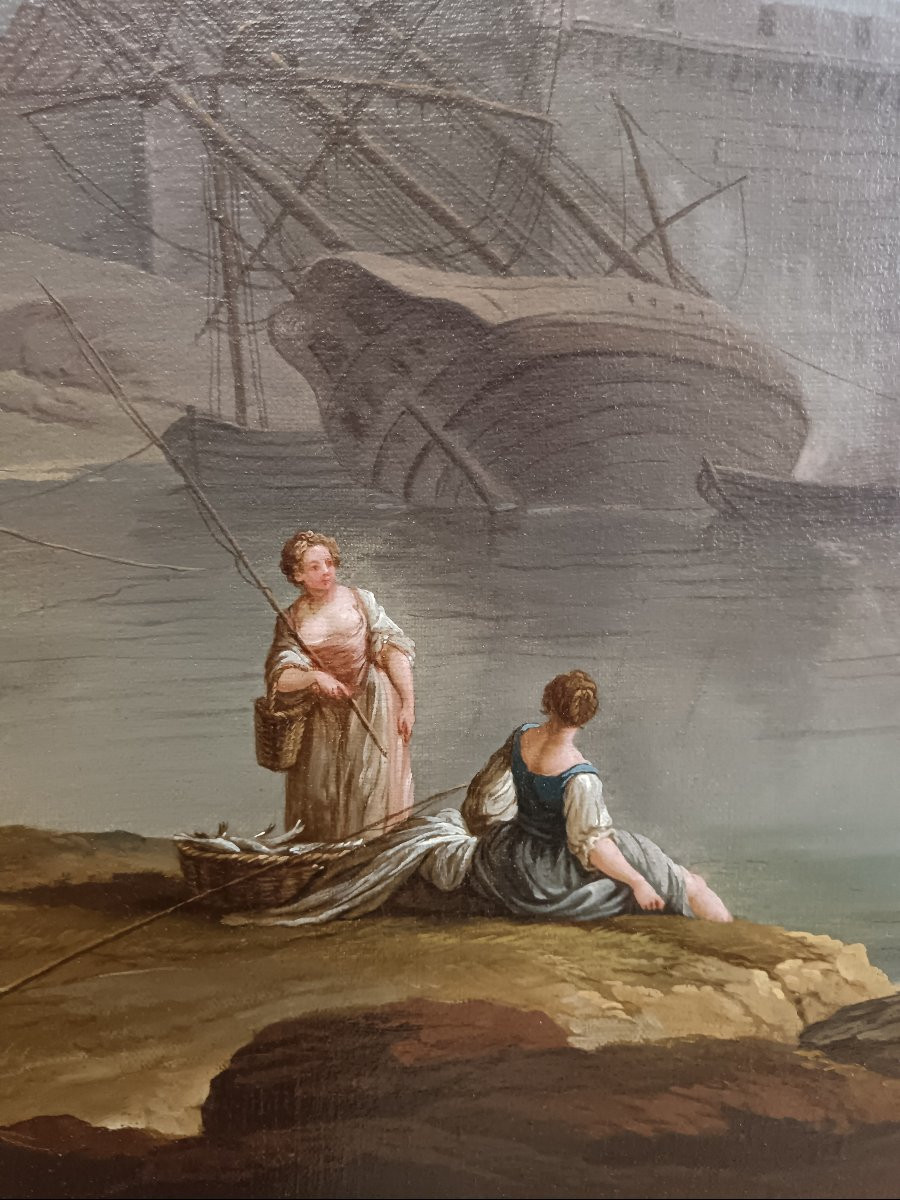 Alexandre Jean Noël attribué à "pêcheurs sondant le clair de lune"-photo-8