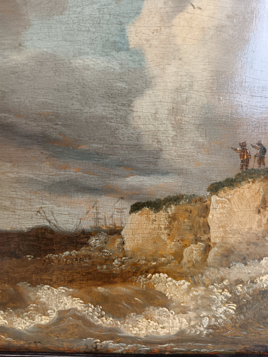 Dutch School Of The Late 18th Century "rough Weather On The Coast"-photo-2