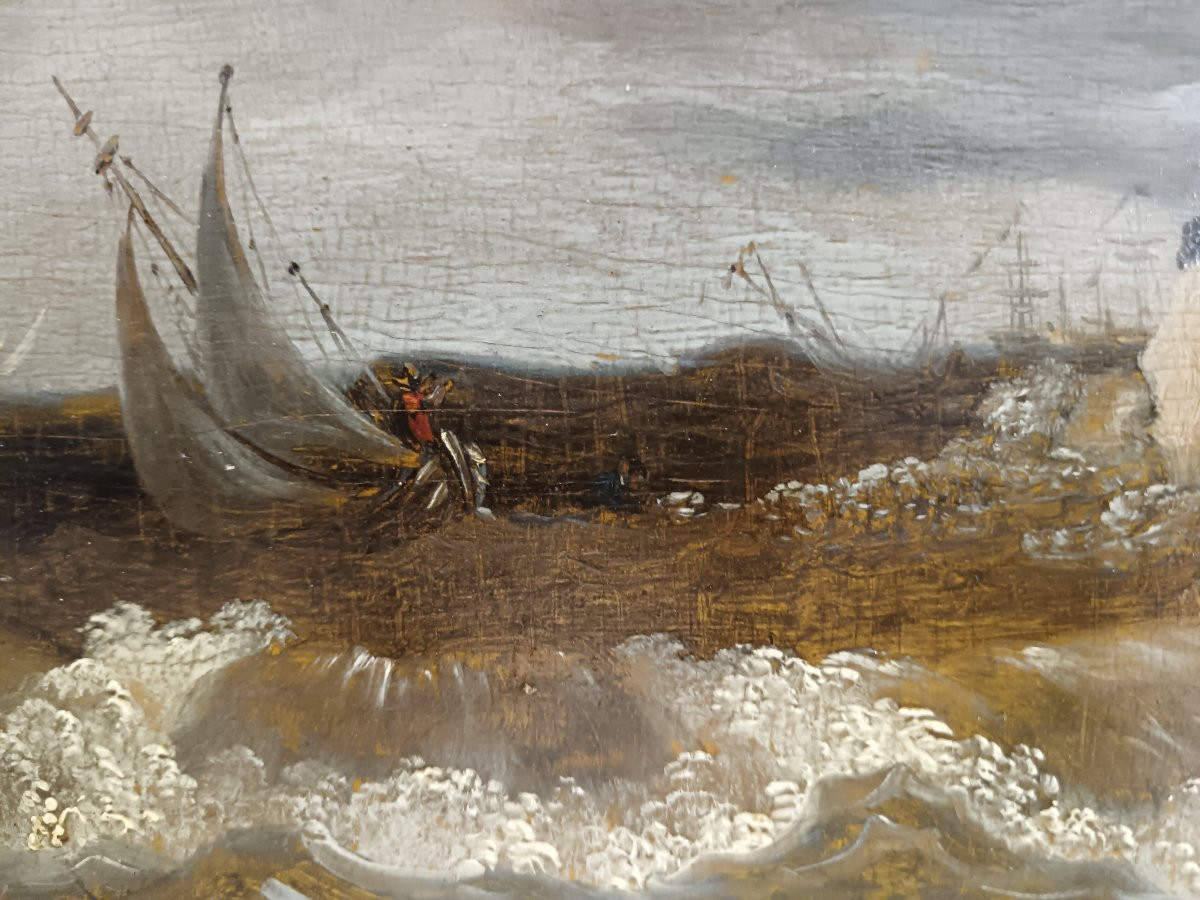 Dutch School Of The Late 18th Century "rough Weather On The Coast"-photo-4