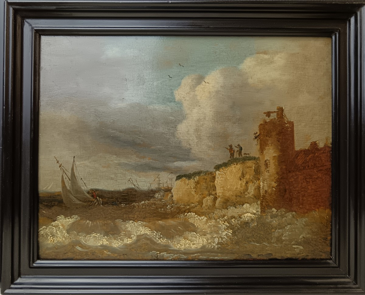 Dutch School Of The Late 18th Century "rough Weather On The Coast"