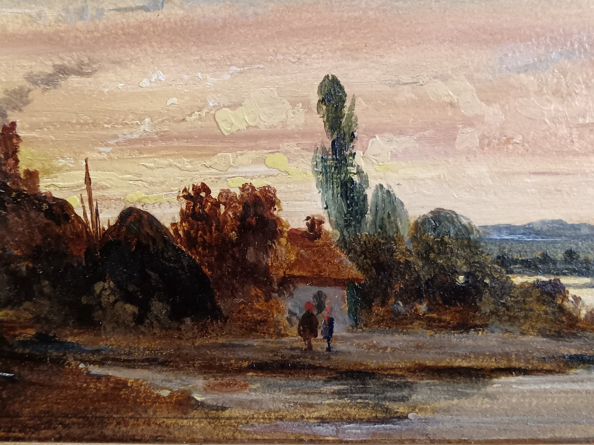 Charles François Daubigny "le hameau au bord de la rivière"-photo-3