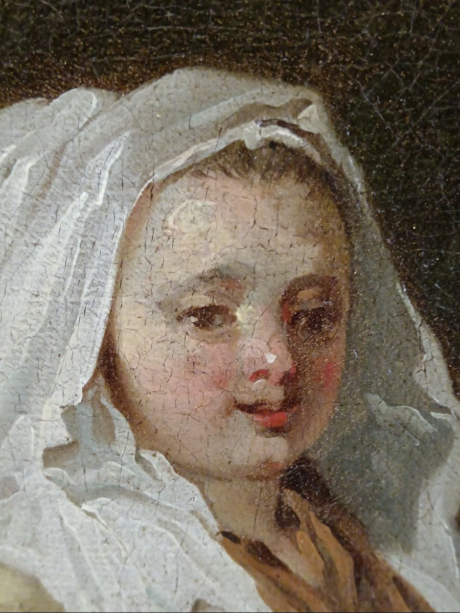 Antoine Watteau suiveur de "Belle, la fileuse au livre"-photo-6