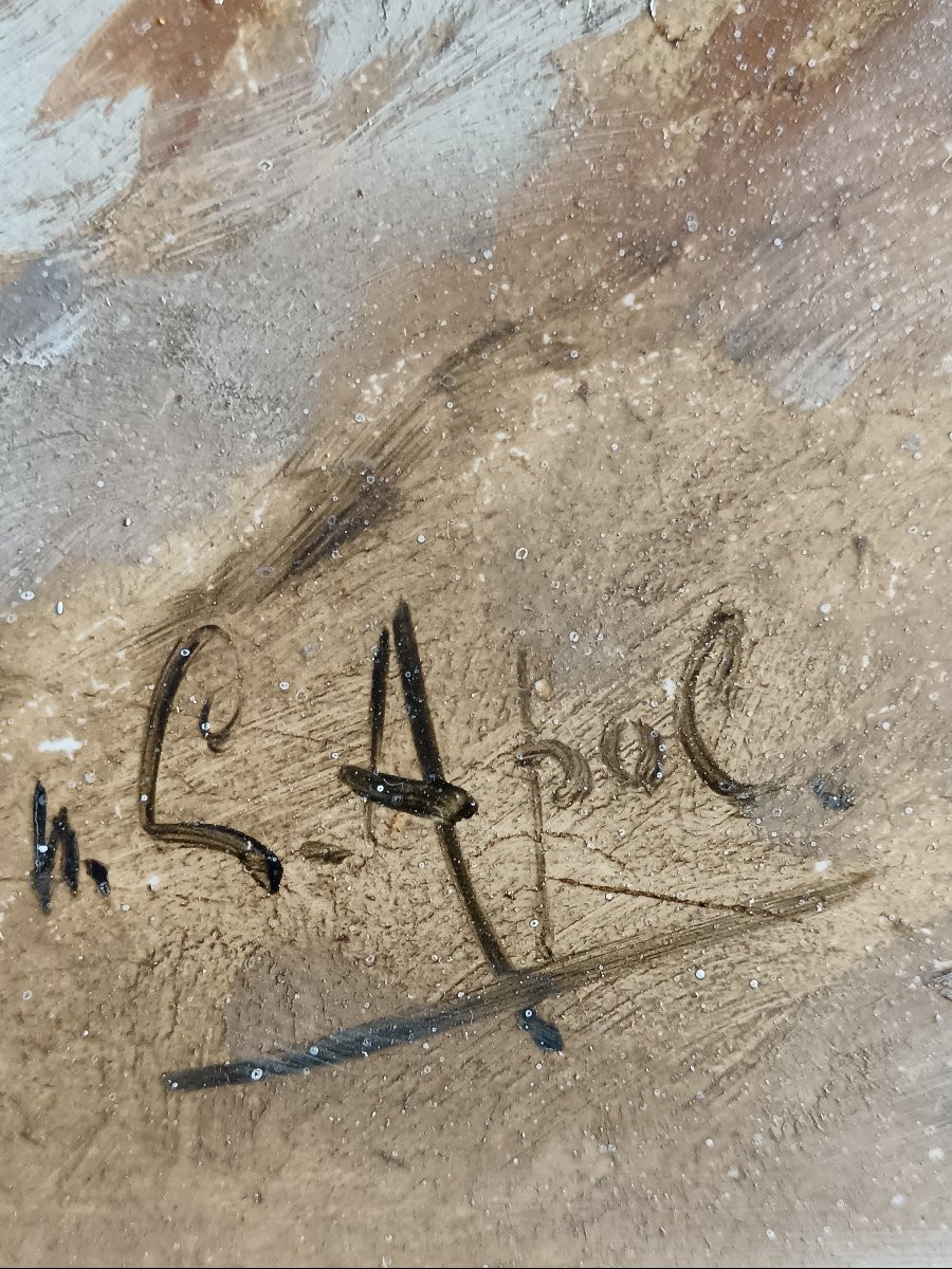 Naar Apol Porcelain Plaque "the Cart In The Forest Path"-photo-2