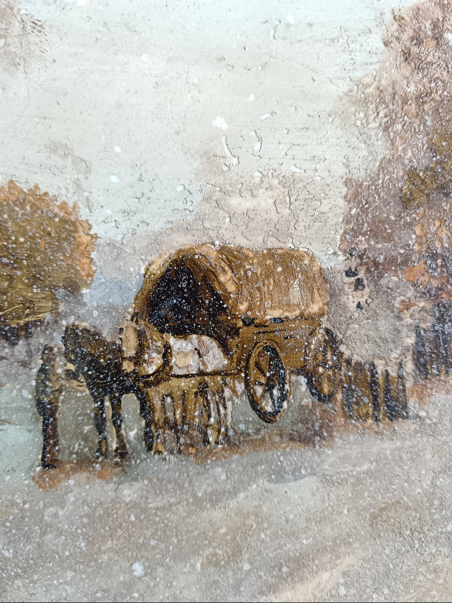 Naar Apol Porcelain Plaque "the Cart In The Forest Path"-photo-3