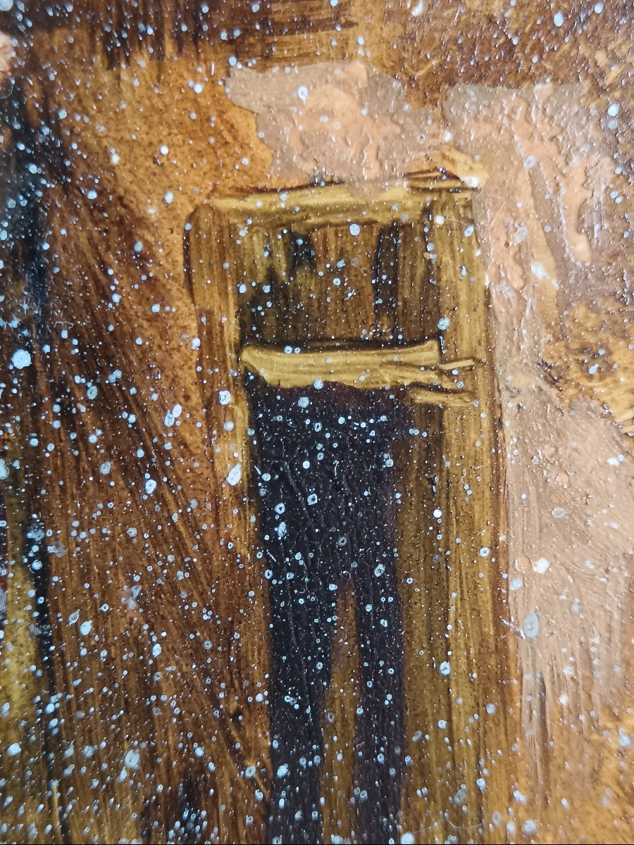 Naar Apol Porcelain Plaque "the Cart In The Forest Path"-photo-3