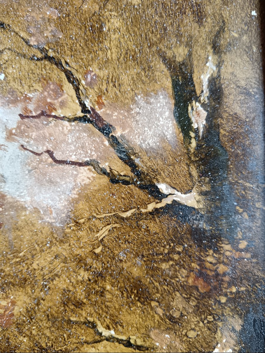 Naar Apol Porcelain Plaque "the Cart In The Forest Path"-photo-6