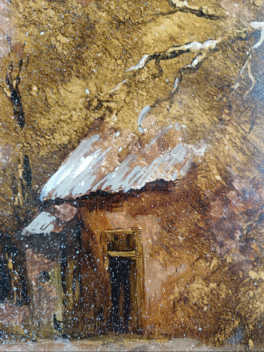 Naar Apol Porcelain Plaque "the Cart In The Forest Path"-photo-7