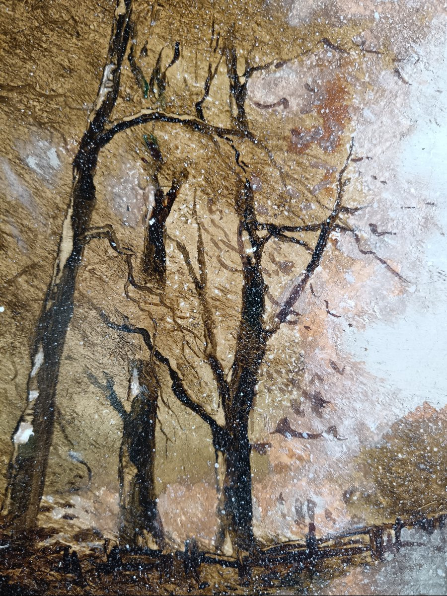 Naar Apol Porcelain Plaque "the Cart In The Forest Path"-photo-8