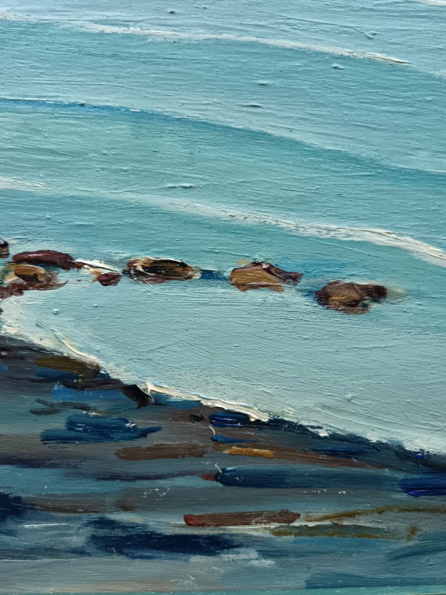 Marinist Painter Of Brittany "doëlan, Le Petit Port De Pêche Animé"-photo-4