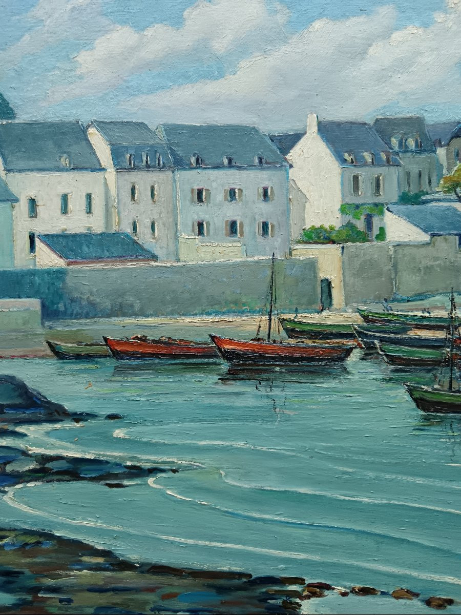 Marinist Painter Of Brittany "doëlan, Le Petit Port De Pêche Animé"-photo-8