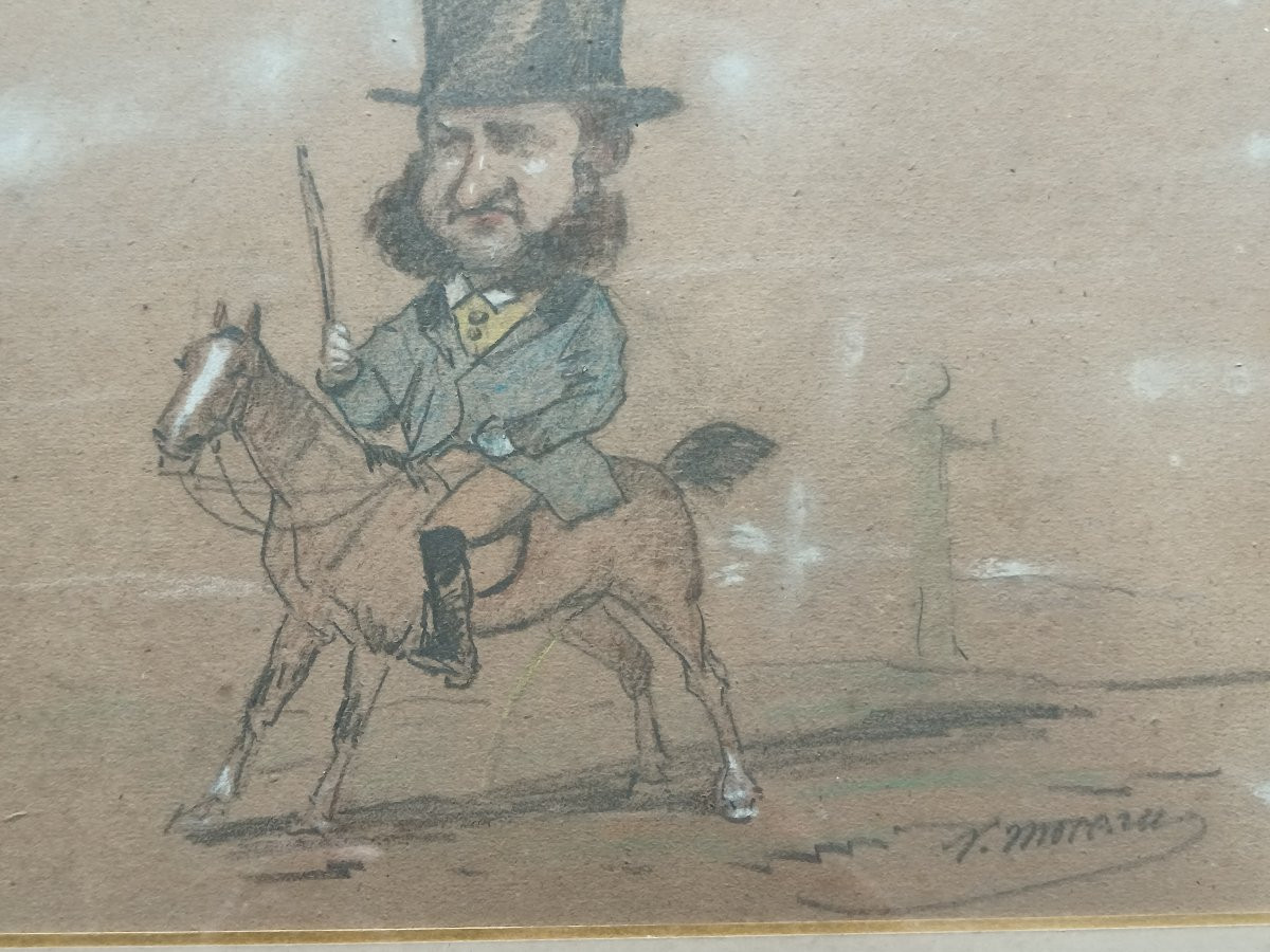 Caricatures de notables sous le Second Empire. Ensemble de 13 dessins.-photo-1