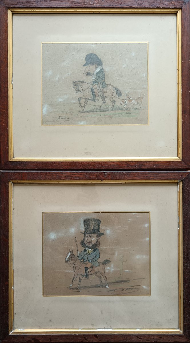 Caricatures de notables sous le Second Empire. Ensemble de 13 dessins.-photo-3