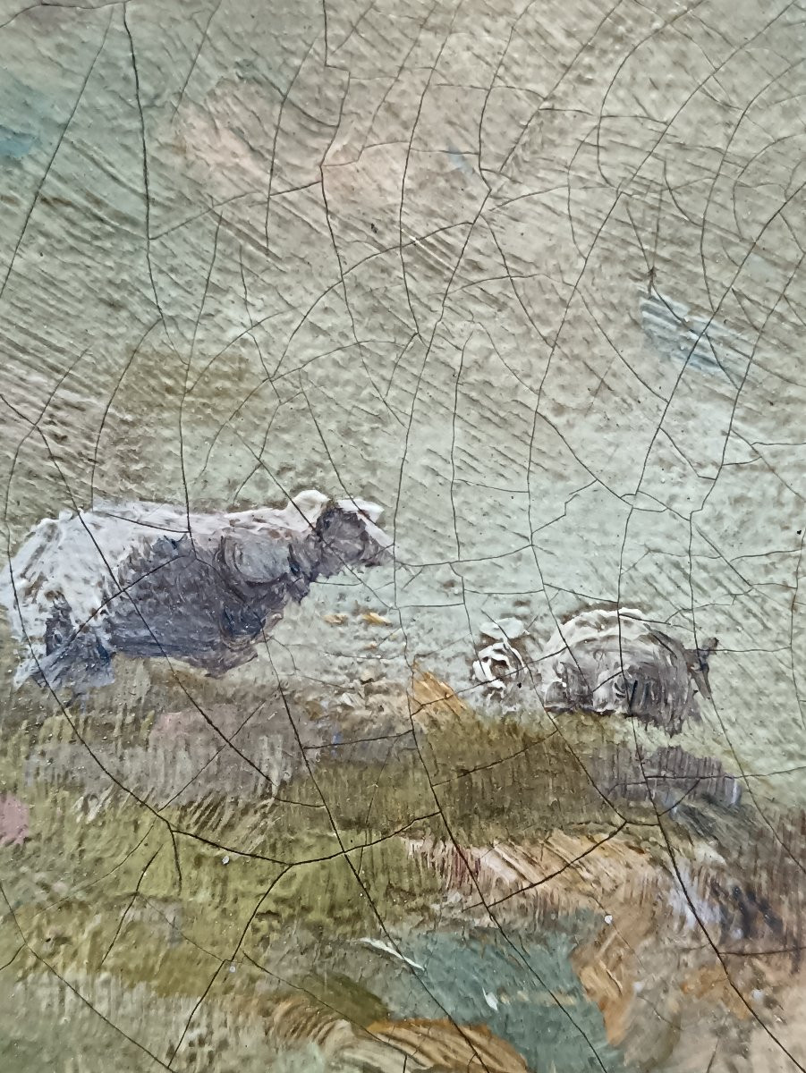 Scottish School  "a Little Moment Of Spring In Scotland"-photo-2