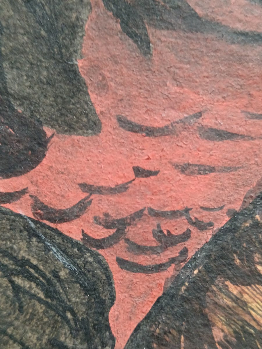 Peintre animalier P.Fournier "le tigre à l'affût dans la jungle"-photo-3