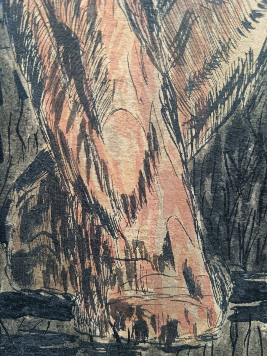 Peintre animalier P.Fournier "le tigre à l'affût dans la jungle"-photo-6