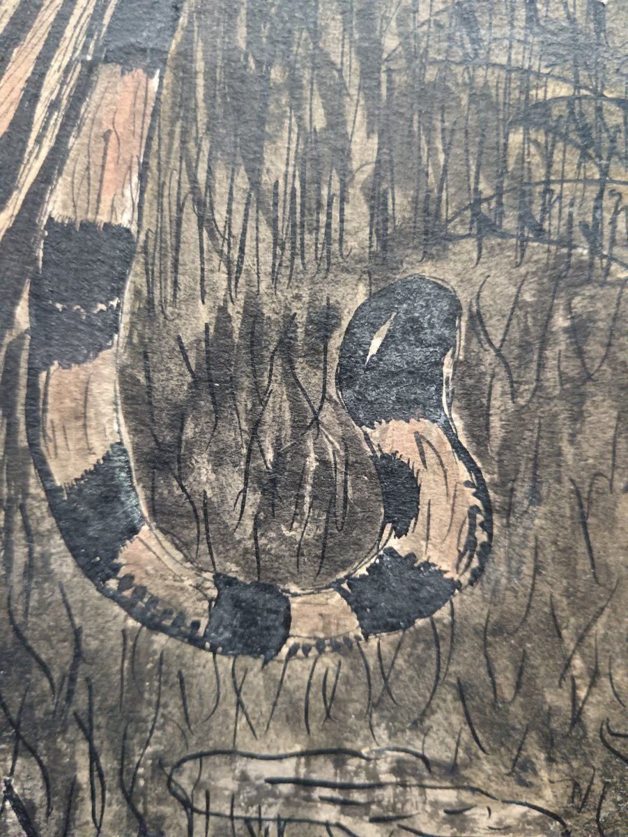 Peintre animalier P.Fournier "le tigre à l'affût dans la jungle"-photo-7