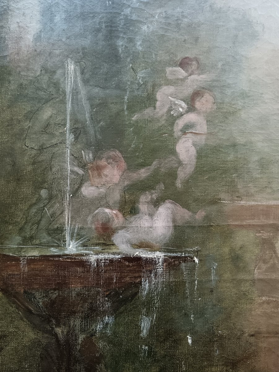 Ecole lyonnaise. Hippolyte Paquier-Sarrasin "Quand l'Amour déborde de la fontaine"-photo-7