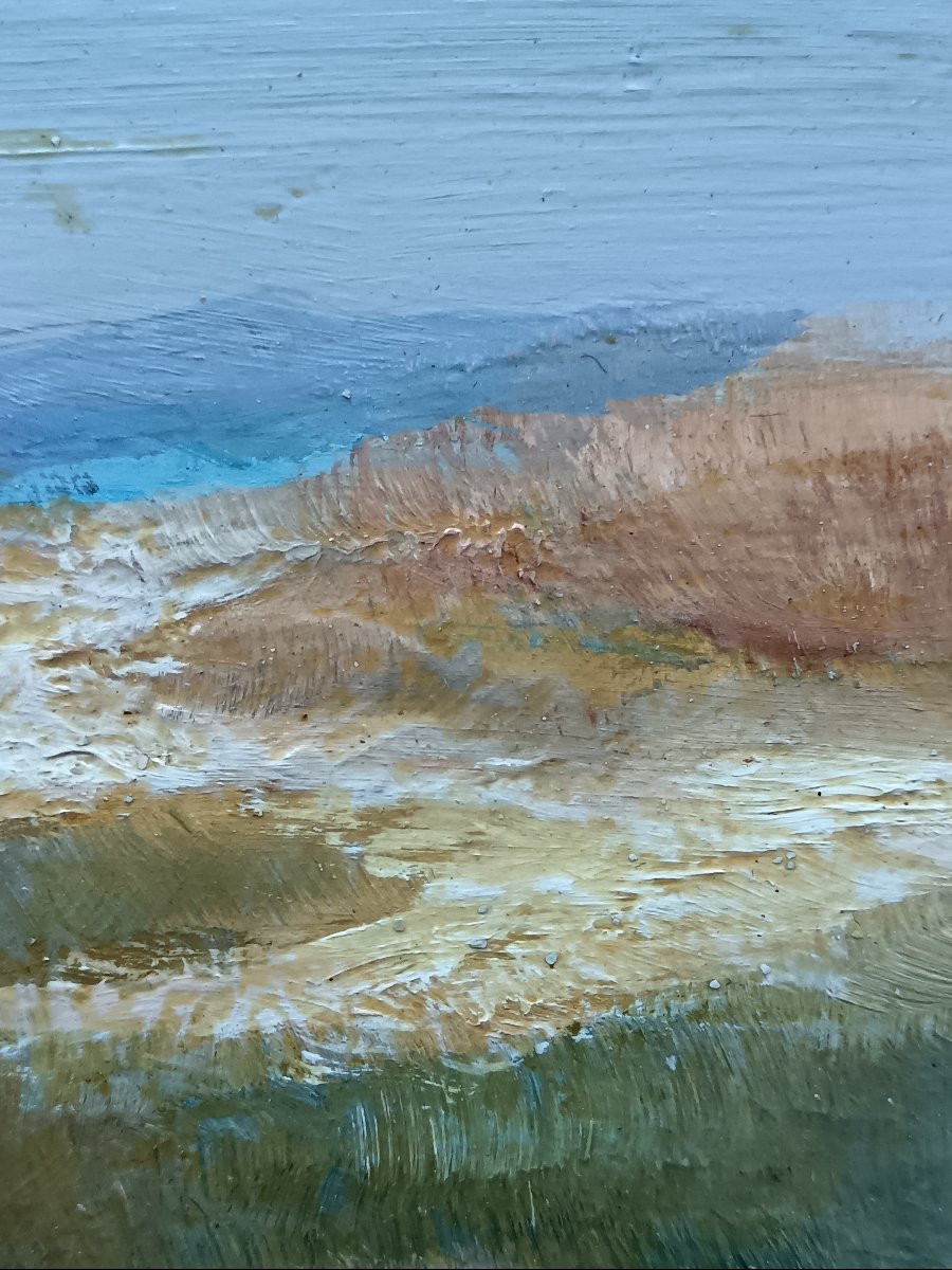 Ecole néo impressionniste. Georges Huet "Dunes en Picardie"-photo-3