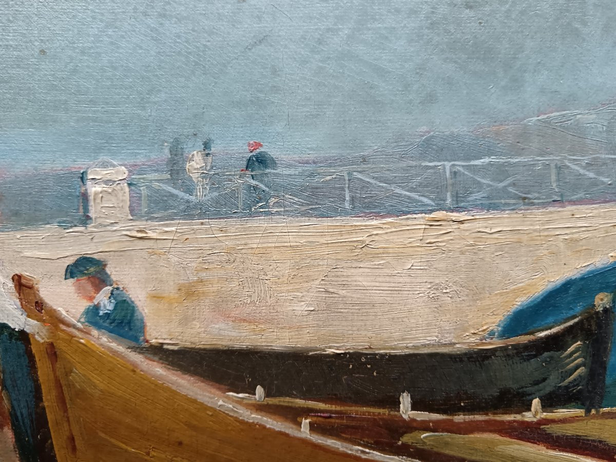 Ecole provençale "Bettes et Hommes au bord du Miroir aux oiseaux, Martigues"-photo-2