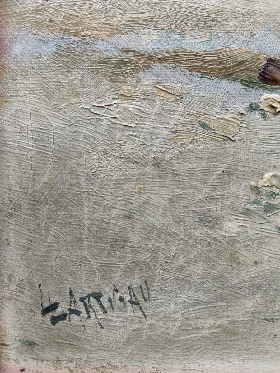Ecole provençale "Bettes et Hommes au bord du Miroir aux oiseaux, Martigues"-photo-4