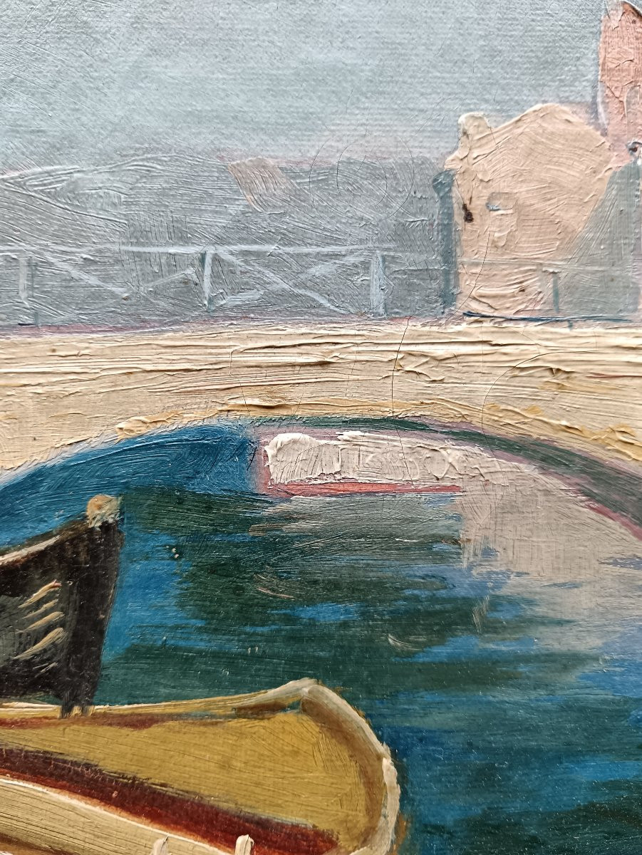 Ecole provençale "Bettes et Hommes au bord du Miroir aux oiseaux, Martigues"-photo-3