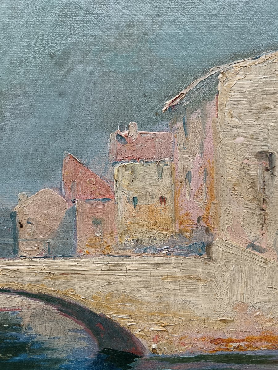 Ecole provençale "Bettes et Hommes au bord du Miroir aux oiseaux, Martigues"-photo-7