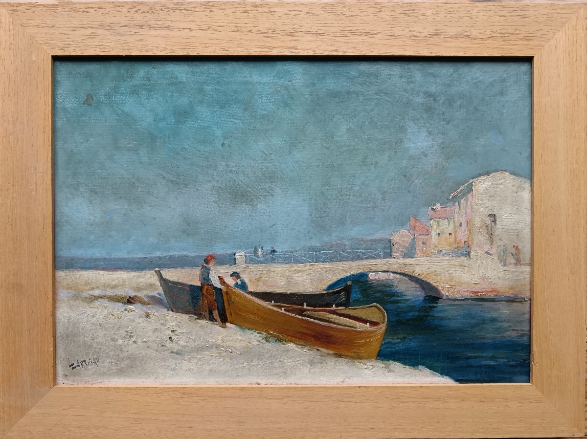 Ecole provençale "Bettes et Hommes au bord du Miroir aux oiseaux, Martigues"