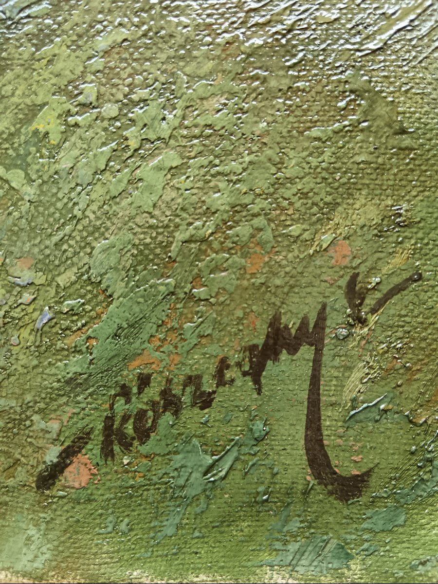 Ecole hongroise.  Elemer Koszeghy "Varrom, les ruines du château"-photo-3