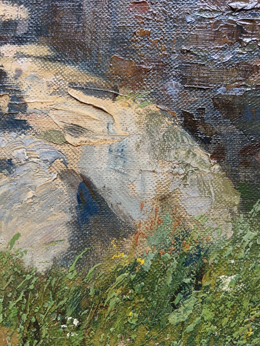 Ecole hongroise.  Elemer Koszeghy "Varrom, les ruines du château"-photo-6