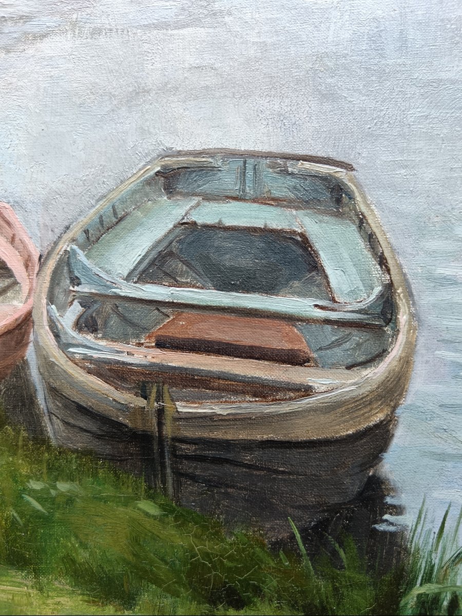 Neo-impressionist School. Henry Tenré, "the Boater And His Dog"-photo-2