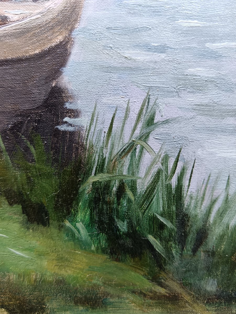 Neo-impressionist School. Henry Tenré, "the Boater And His Dog"-photo-6