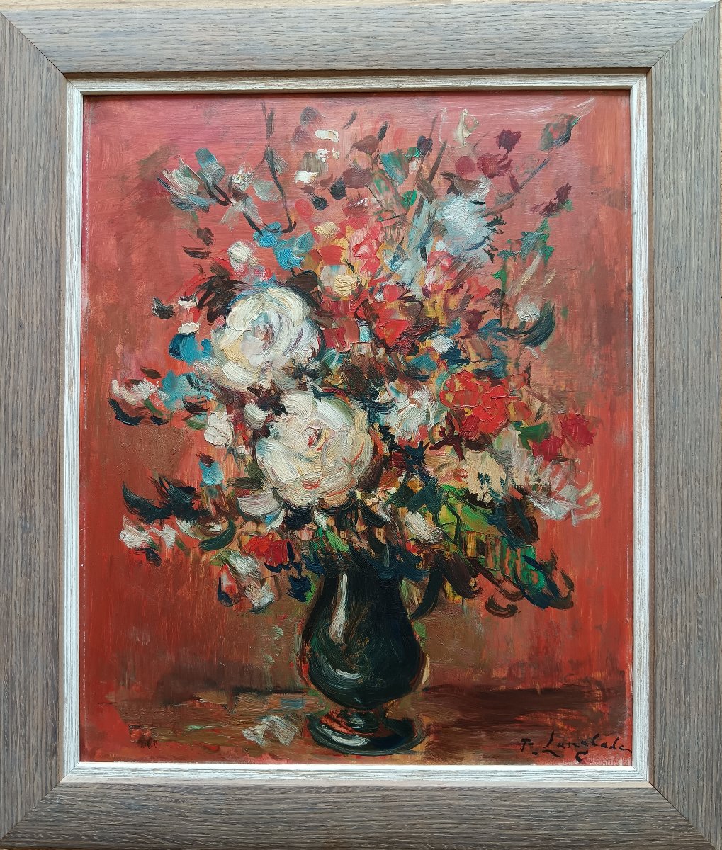 Pierre Langlade "pivoines, œillets et fleurs des champs"