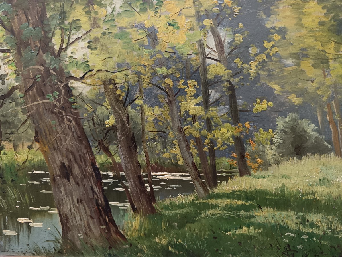 Peintre de la Champagne. Armand Guéry "les berges de la Suippe du côté de Pontgivart"-photo-3