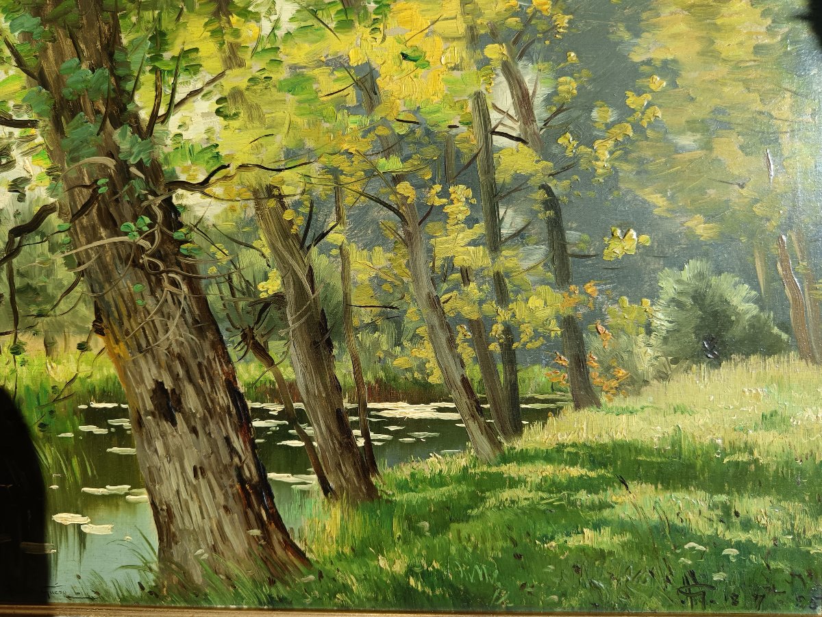 Peintre de la Champagne. Armand Guéry "les berges de la Suippe du côté de Pontgivart"-photo-1
