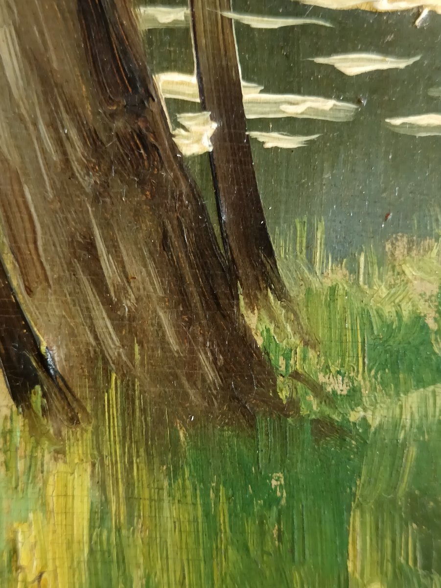 Peintre de la Champagne. Armand Guéry "les berges de la Suippe du côté de Pontgivart"-photo-3