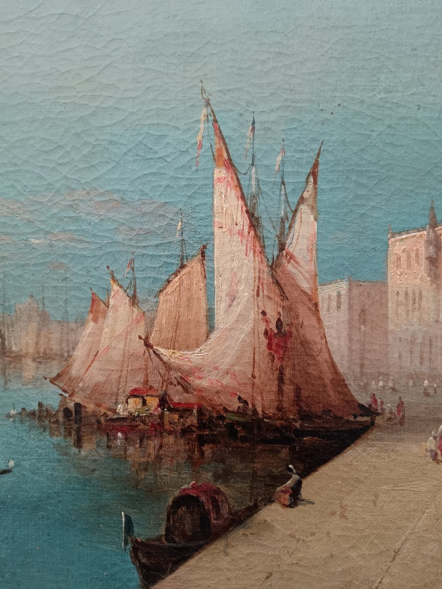 Lucien Lapeyre "retour de pêche sur le quai des Esclavons à Venise"-photo-2