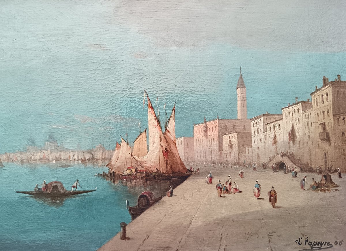 Lucien Lapeyre "retour de pêche sur le quai des Esclavons à Venise"-photo-4