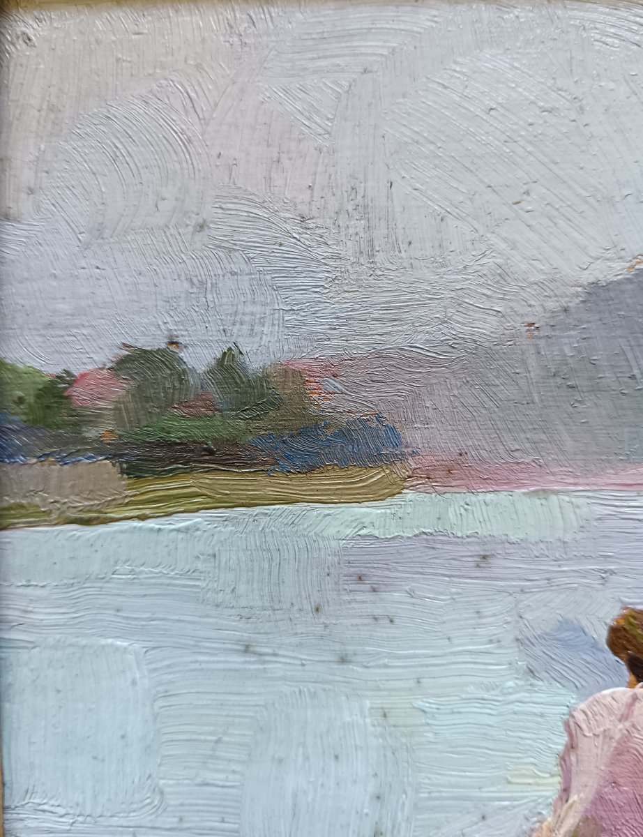 Ecole néo impressionniste "Marie pensive sur les bords de l'Isère.-photo-3