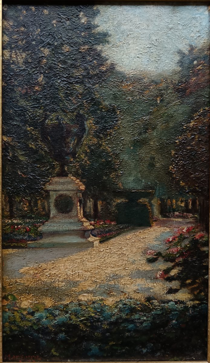 Peintre de Bourges. Paul Marguerita "un petit coin du Jardin de l'Archevêché"-photo-2