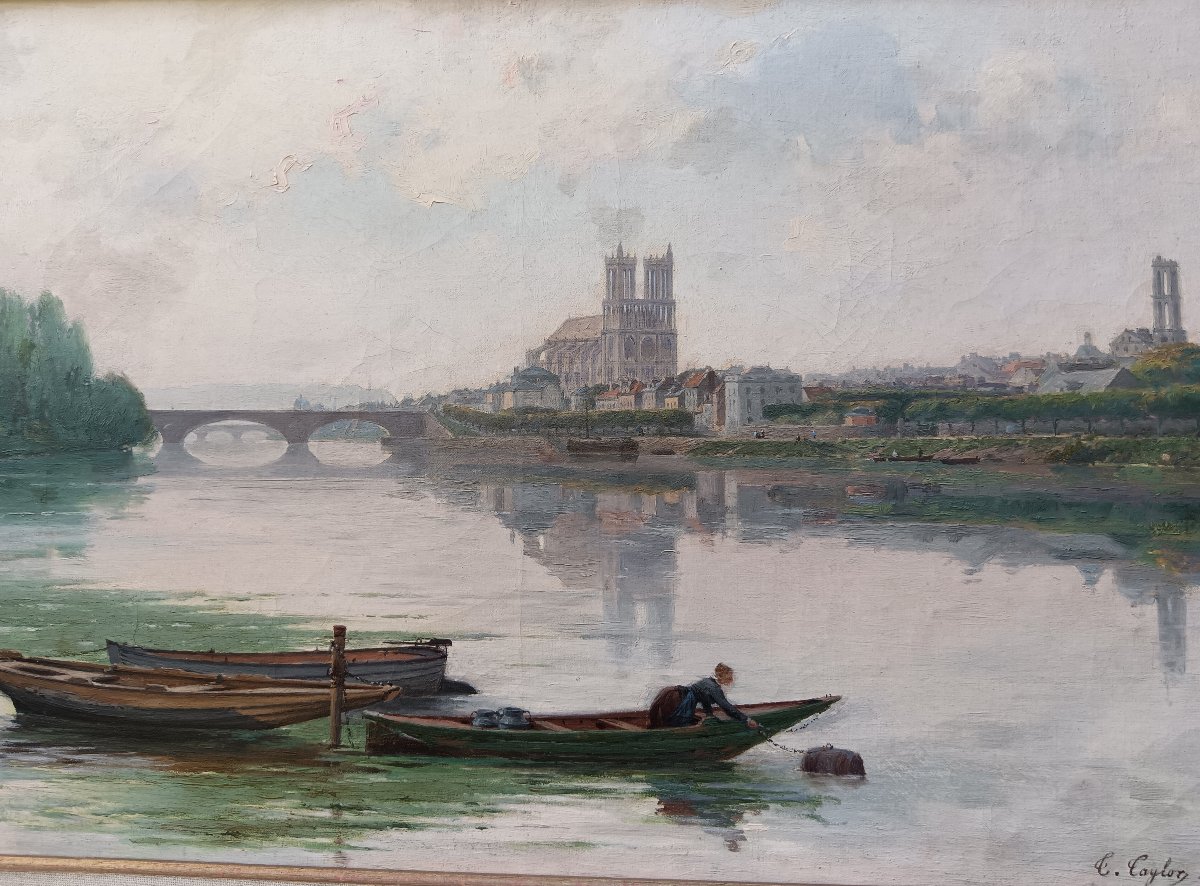 Ecole pré impressionniste Thomas Taylor "la laitière au matin, Mantes-la-Jolie"-photo-2