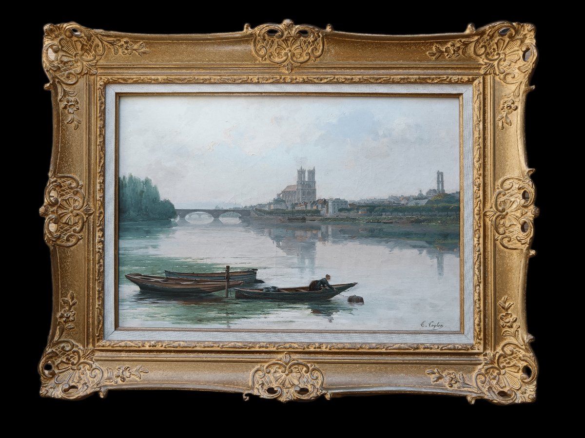 Ecole pré impressionniste Thomas Taylor "la laitière au matin, Mantes-la-Jolie"