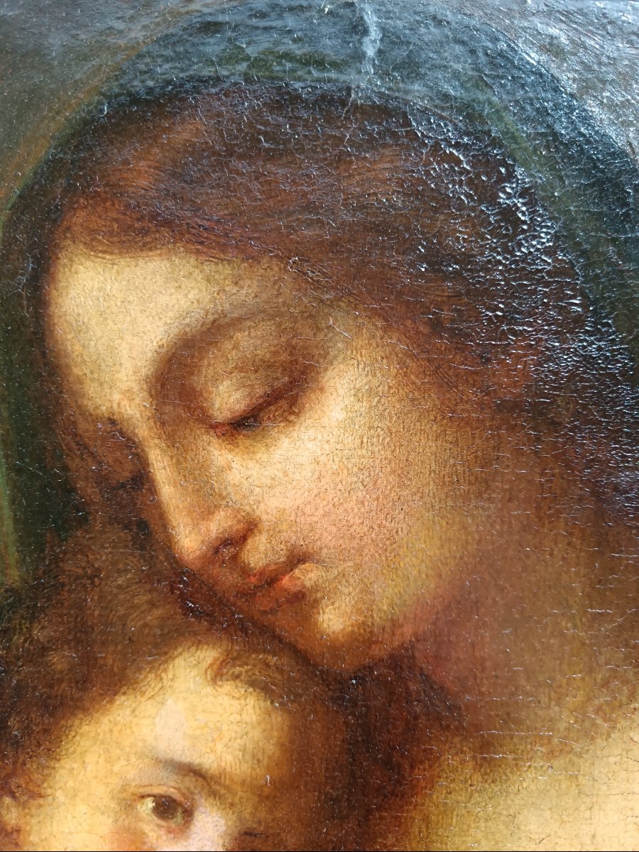Ecole italienne du XVIII ème siècle "Vierge à l'Enfant"-photo-2