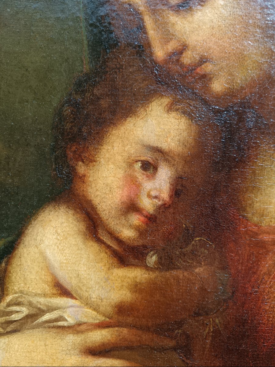 Ecole italienne du XVIII ème siècle "Vierge à l'Enfant"-photo-4