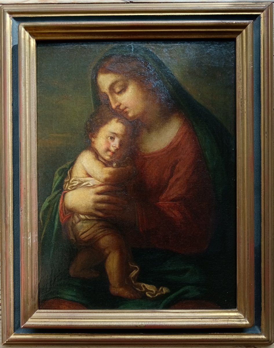 Ecole italienne du XVIII ème siècle "Vierge à l'Enfant"