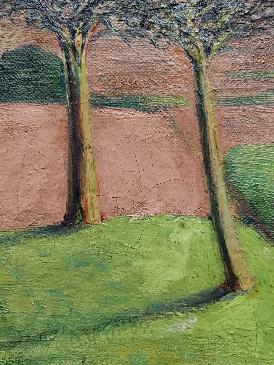 Neo-impressionist School: "in The Distance, The Hamlet With Colorful Roofs"-photo-5